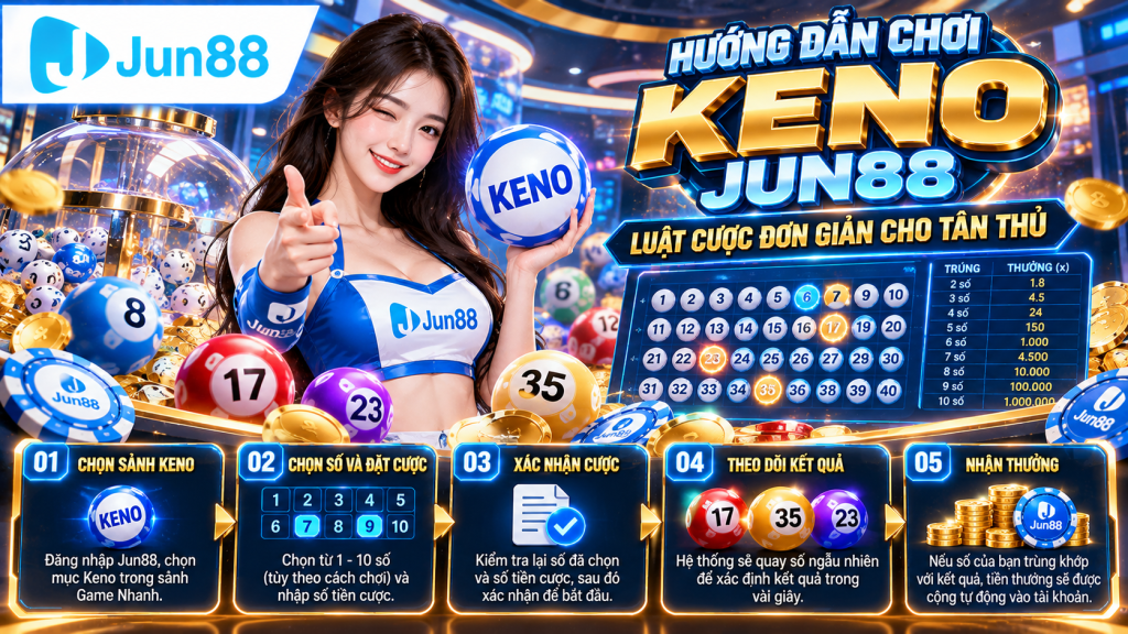 Hướng Dẫn Chơi Keno Jun88: Luật Cược Đơn Giản Cho Tân Thủ